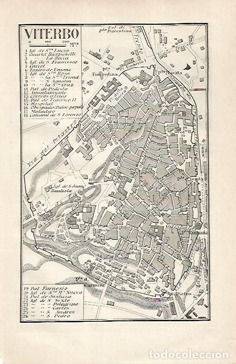 Otros art&iacute;culos de coleccionismo en papel: LAMINA ESPASA 30459: Plano de Viterbo Italia - Varios