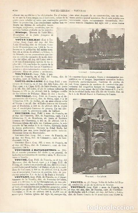 Otros art&iacute;culos de coleccionismo en papel: LAMINA ESPASA 30513: Iglesia y vista de Vouvant Francia - Varios