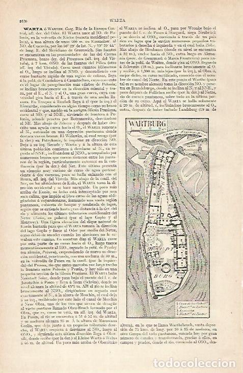 Otros art&iacute;culos de coleccionismo en papel: LAMINA ESPASA 30525: Plano de Wartburg Alemania - Varios