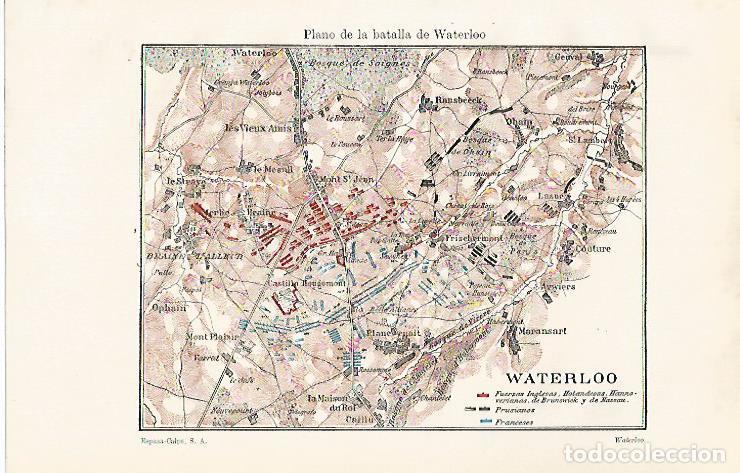 Otros art&iacute;culos de coleccionismo en papel: LAMINA ESPASA 30530: Mapa de la batalla de Waterloo - Varios