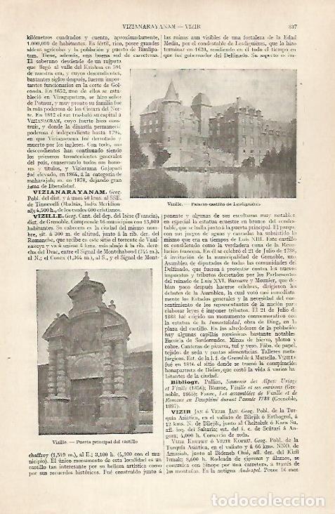 Otros art&iacute;culos de coleccionismo en papel: LAMINA ESPASA 30497: Palacio de Lesdignieres en Vizille Francia - Varios
