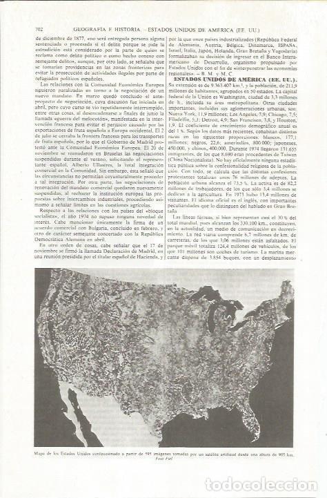 Otros art&iacute;culos de coleccionismo en papel: LAMINA ESPASA 36852: Mapa de Estados Unidos con im&aacute;genes de satelite - Varios