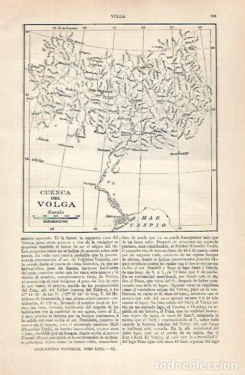 Otros art&iacute;culos de coleccionismo en papel: LAMINA ESPASA 30502: Mapa de la cuenca del Volga - Varios