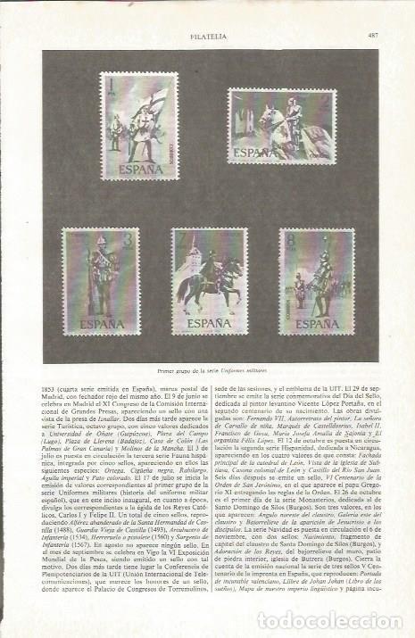 Otros art&iacute;culos de coleccionismo en papel: LAMINA ESPASA 36801: Sellos de Espa&ntilde;a de la serie Uniformes militares - Varios