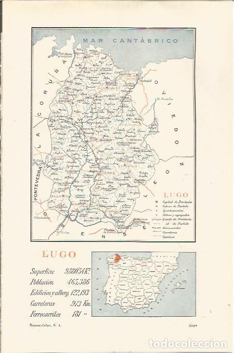 Otros art&iacute;culos de coleccionismo en papel: LAMINA ESPASA 37260: Mapa de la provincia de Lugo - Varios