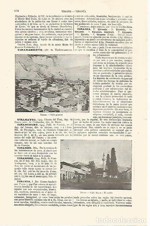 Otros art&iacute;culos de coleccionismo en papel: LAMINA ESPASA 30694: Vista y Calle Mayor de Tirana Albania - Varios