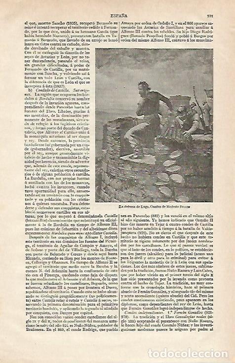 Otros art&iacute;culos de coleccionismo en papel: LAMINA ESPASA 19945: La defensa de Lugo por Modesto Brocos - Varios