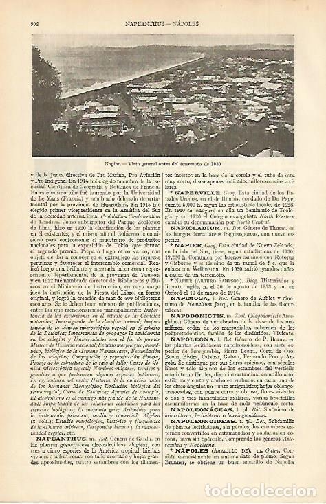 Otros art&iacute;culos de coleccionismo en papel: LAMINA ESPASA 4950: Vista de Napier antes del terremoto de 1930 - Varios Autores