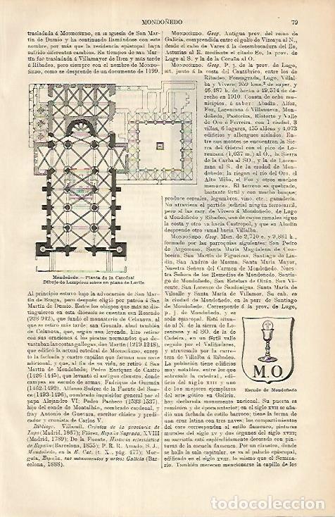 Otros art&iacute;culos de coleccionismo en papel: LAMINA ESPASA 8528:Planta de la Catedral de Mondo&ntilde;edo Lugo - Varios