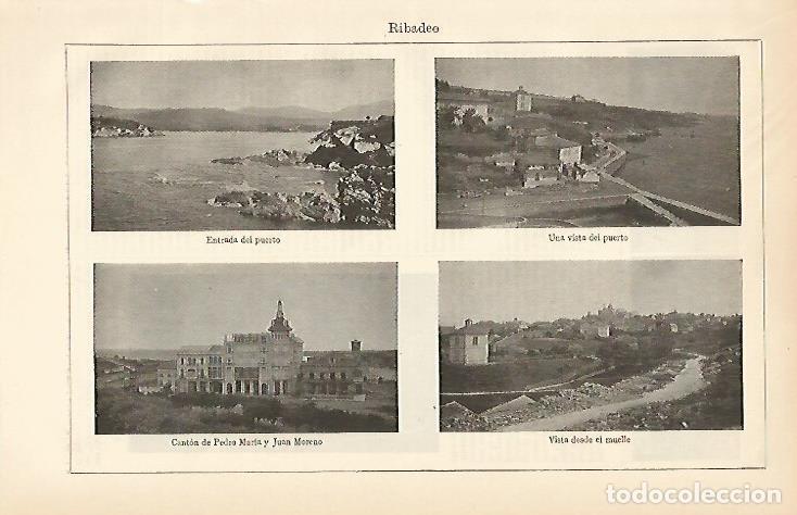 Altri oggetti di carta: LAMINA ESPASA 6555: Vistas de Ribadeo Lugo - Varios Autores