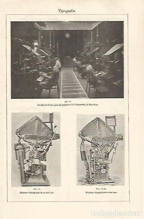Otros art&iacute;culos de coleccionismo en papel: LAMINA ESPASA 30691: Seccion de linotypes de La Vanguardia en Barcelona - Varios
