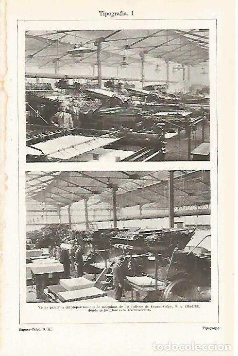 Otros art&iacute;culos de coleccionismo en papel: LAMINA ESPASA 30707: Maquinas en los talleres de Espasa Calpe de Madrid - Varios