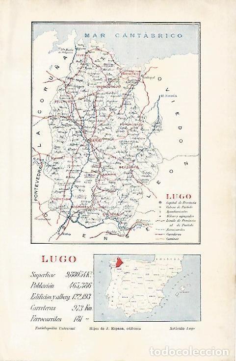 Otros art&iacute;culos de coleccionismo en papel: LAMINA ESPASA 1814: Mapa de la provincia de Lugo - Varios Autores
