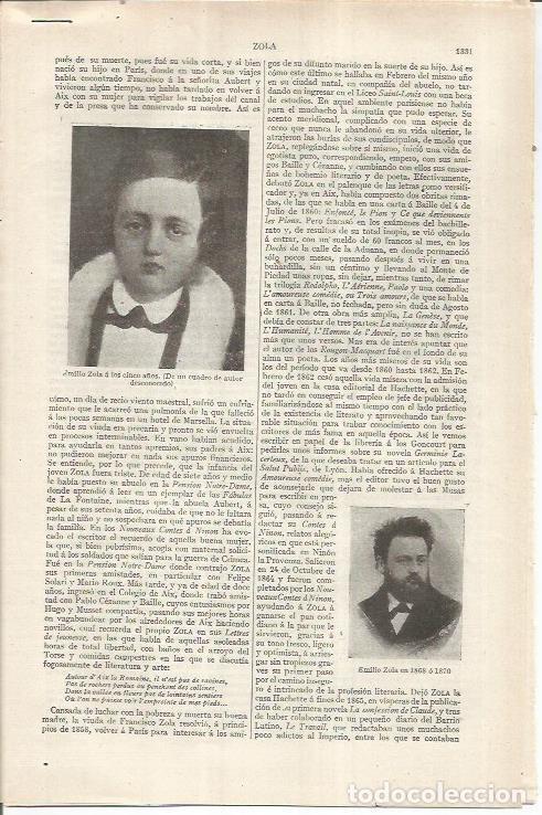 Otros art&iacute;culos de coleccionismo en papel: LAMINA ESPASA 37024: Emilio Zola - Varios