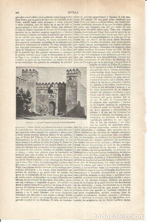 Otros art&iacute;culos de coleccionismo en papel: LAMINA ESPASA 37250: Puerta del Leon del Alcazar de Sevilla - Varios
