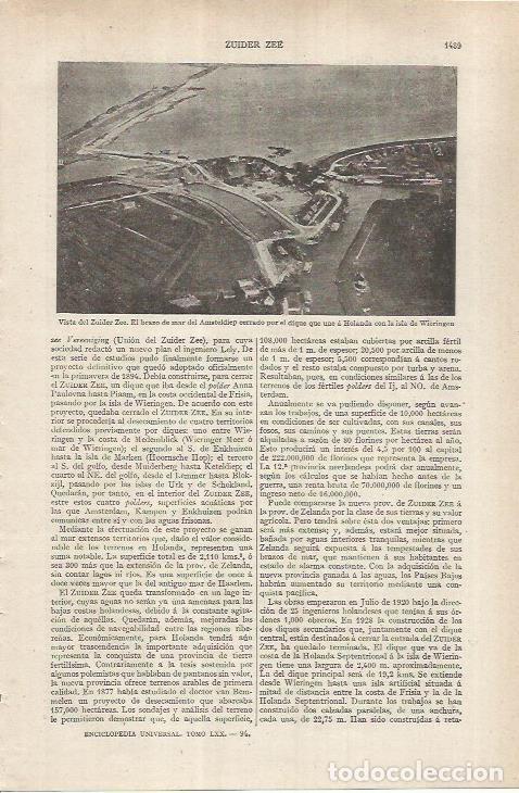 Otros art&iacute;culos de coleccionismo en papel: LAMINA ESPASA 37057: Vista del Zuider Zee - Varios