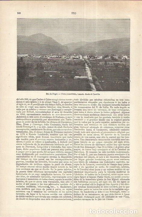 Otros art&iacute;culos de coleccionismo en papel: LAMINA ESPASA 37147: Vista de la Seu d'Urgell, Lleida - Varios