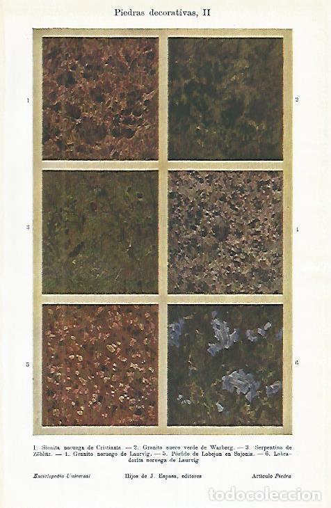 Otros art&iacute;culos de coleccionismo en papel: LAMINA DE ESPASA 409: Piedras Decorativas II - Varios autores