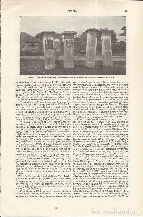 Otros art&iacute;culos de coleccionismo en papel: LAMINA ESPASA 37174: Monumento a los muertos, Serbia - Varios