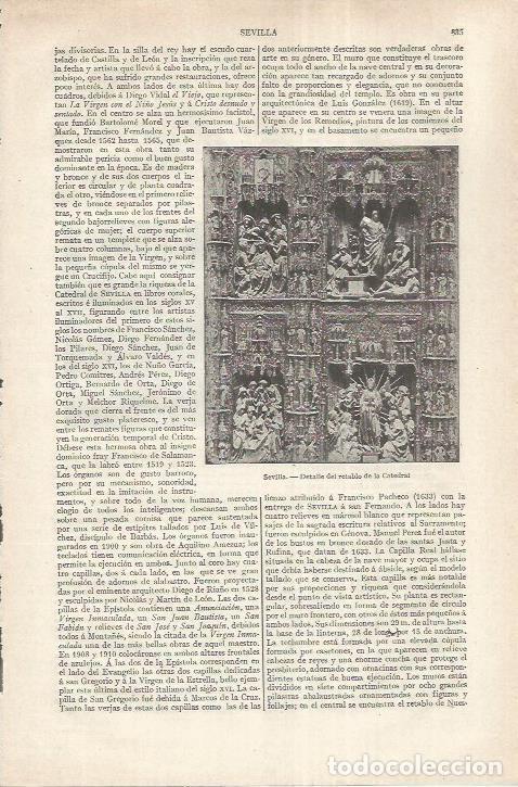 Otros art&iacute;culos de coleccionismo en papel: LAMINA ESPASA 37242: Retablo de la Catedral de Sevilla - Varios
