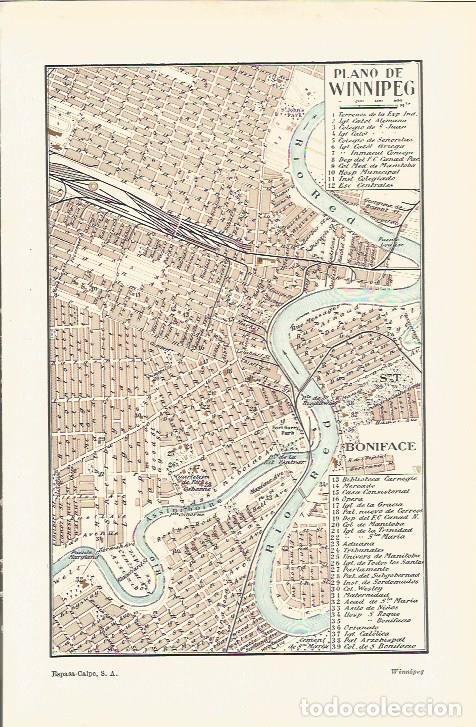 Otros art&iacute;culos de coleccionismo en papel: LAMINA ESPASA 36815: Plano de Winnipeg, Canada - Varios