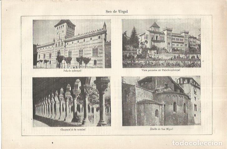 Otros art&iacute;culos de coleccionismo en papel: LAMINA ESPASA 37149: Palacio Episcopal y claustro de la catedral de la Seu d'Urgell, Lleida - Varios