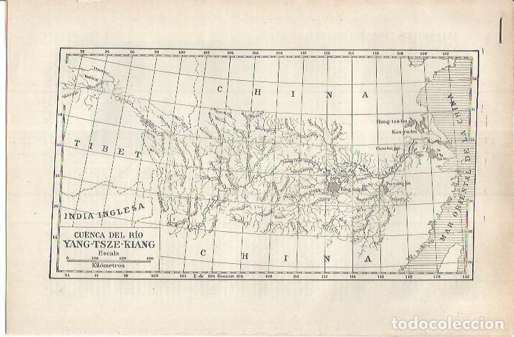 Otros art&iacute;culos de coleccionismo en papel: LAMINA ESPASA 36870: Mapa de la cuenca del rio Yang-Tsze-Kiang - Varios