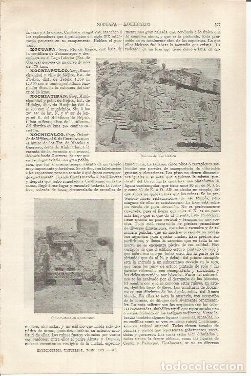 Otros art&iacute;culos de coleccionismo en papel: LAMINA ESPASA 36860: Ruinas de Xochicalco, Mexico - Varios