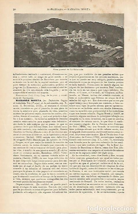 Otros art&iacute;culos de coleccionismo en papel: LAMINA ESPASA 4995: Vista general de La Rabassada Barcelona - Varios Autores