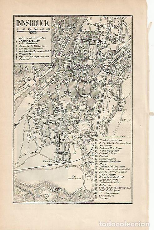 Otros art&iacute;culos de coleccionismo en papel: LAMINA ESPASA 4621: Plano de Innsbruck Austria - Varios Autores