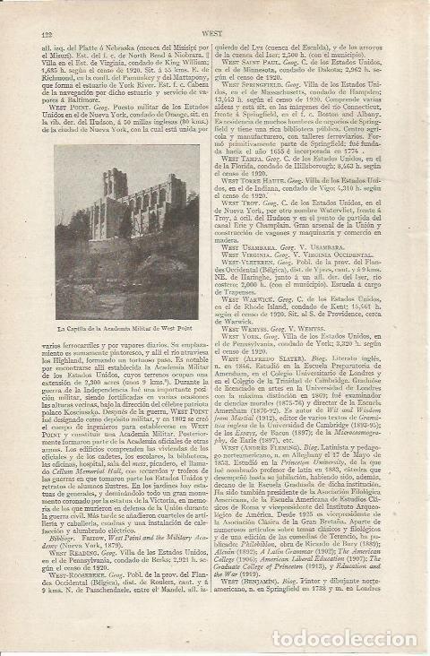 Otros art&iacute;culos de coleccionismo en papel: LAMINA ESPASA 36770: Capilla de la Academia de West Point - Varios