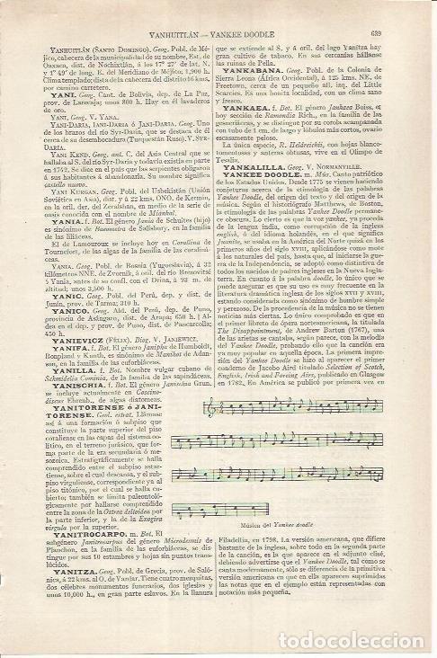 Otros art&iacute;culos de coleccionismo en papel: LAMINA ESPASA 36872: Partitura del Yankee doodle - Varios