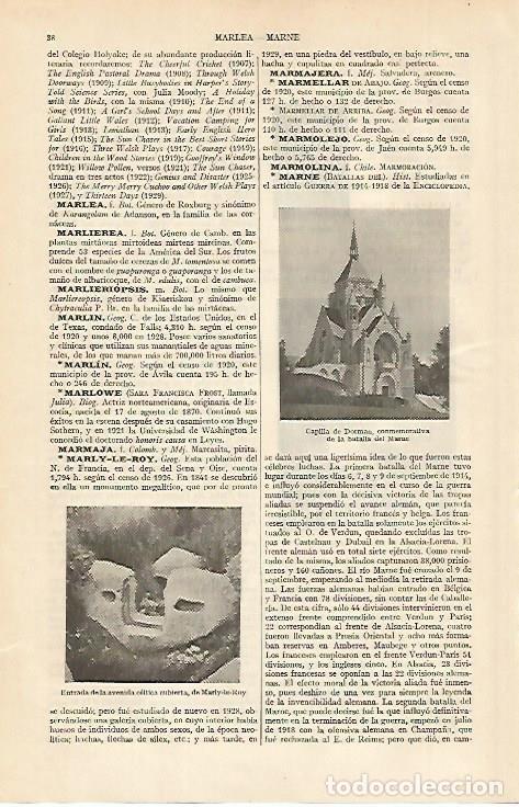 Otros art&iacute;culos de coleccionismo en papel: LAMINA ESPASA 4897: Capilla de Dorman conmemorativa de la Batalla del Marne - Varios Autores