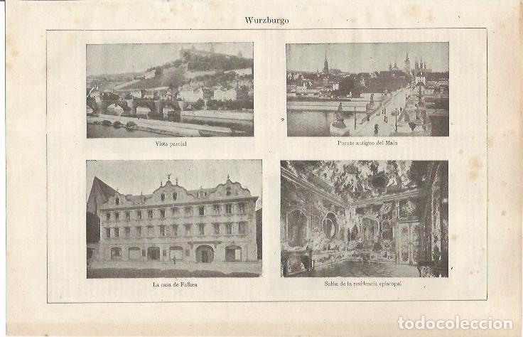 Otros art&iacute;culos de coleccionismo en papel: LAMINA ESPASA 36847: Puente Main, Casa de Falken y vista parcial de Wurzburgo, Alemania - Varios