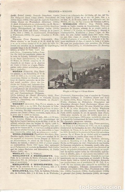 Otros art&iacute;culos de coleccionismo en papel: LAMINA ESPASA 36747: Lago y Monte Pilatos en Weggis, Suiza - Varios