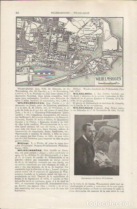 Otros art&iacute;culos de coleccionismo en papel: LAMINA ESPASA 36797: Plano de Wilhemshaven, Alemania - Varios