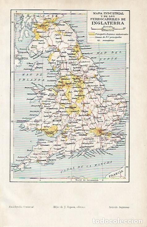 Otros art&iacute;culos de coleccionismo en papel: LAMINA ESPASA 4606: Mapa industrial de Inglaterra - Varios Autores