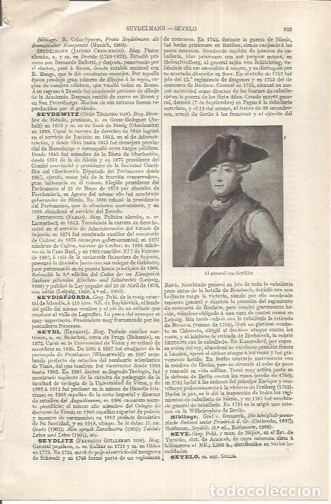 Otros art&iacute;culos de coleccionismo en papel: LAMINA ESPASA 37263: El general Von Seydilitz - Varios