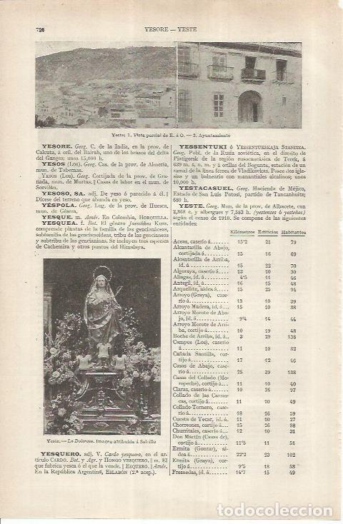 Otros art&iacute;culos de coleccionismo en papel: LAMINA ESPASA 36892: Ayuntamiento y La Dolorosa de Yeste, Albacete - Varios