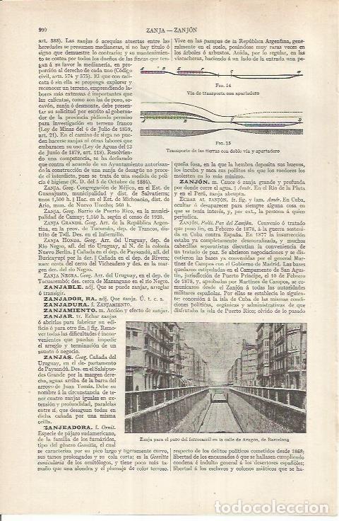 Otros art&iacute;culos de coleccionismo en papel: LAMINA ESPASA 36965: Zanja en la calle Aragon de Barcelona - Varios