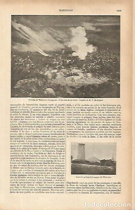 Otros art&iacute;culos de coleccionismo en papel: LAMINA ESPASA 4197: Batalla de Waterloo por Robiquet - Varios Autores