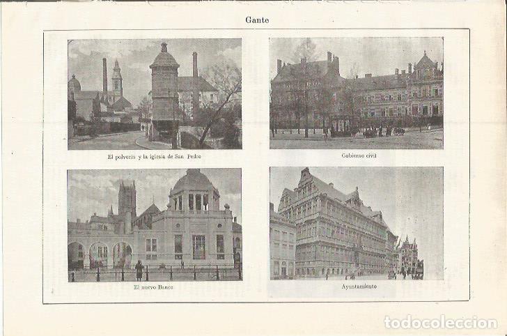 Otros art&iacute;culos de coleccionismo en papel: LAMINA ESPASA 37531: Ayuntamiento y Banco de Gante, Belgica - Varios