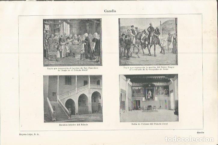 Otros art&iacute;culos de coleccionismo en papel: LAMINA ESPASA 37521: Palacio y tapices de Gandia, Valencia - Varios