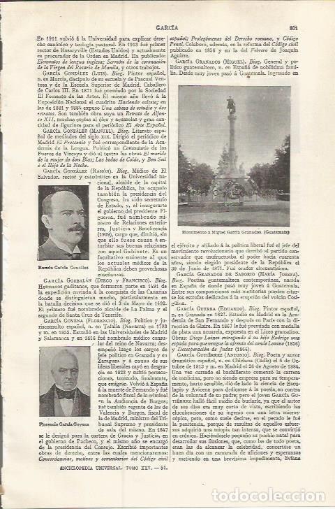 Otros art&iacute;culos de coleccionismo en papel: LAMINA ESPASA 37544: Monumento a Miguel Garcia Granados en Guatemala - Varios