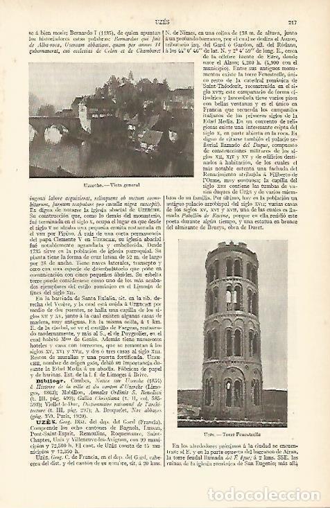 Otros art&iacute;culos de coleccionismo en papel: LAMINA ESPASA 4658: Vista general de Uzerche Francia - Varios Autores