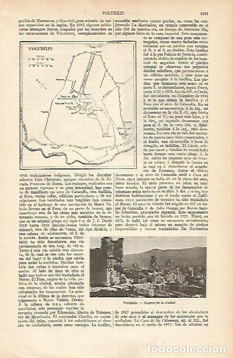 Otros art&iacute;culos de coleccionismo en papel: LAMINA ESPASA 4175: Plano de Volubilis ciudad romana en Marruecos - Varios Autores