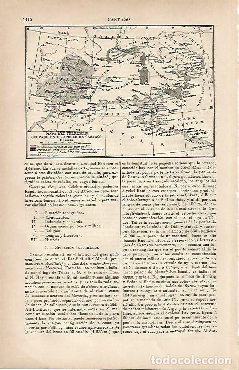 Otros art&iacute;culos de coleccionismo en papel: LAMINA ESPASA 4396: Mapa del territorio dominado por Cartago - Varios Autores