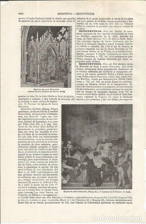 Otros art&iacute;culos de coleccionismo en papel: LAMINA ESPASA 37623: Sepulcro de Santa Genoveva - Varios