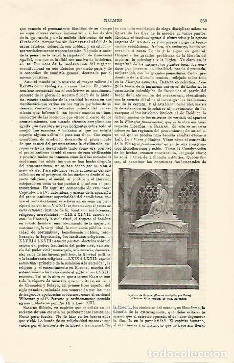 Otros art&iacute;culos de coleccionismo en papel: LAMINA ESPASA 30756: Sepulcro de Balmes en la Catedral de Vic Barcelona - Varios