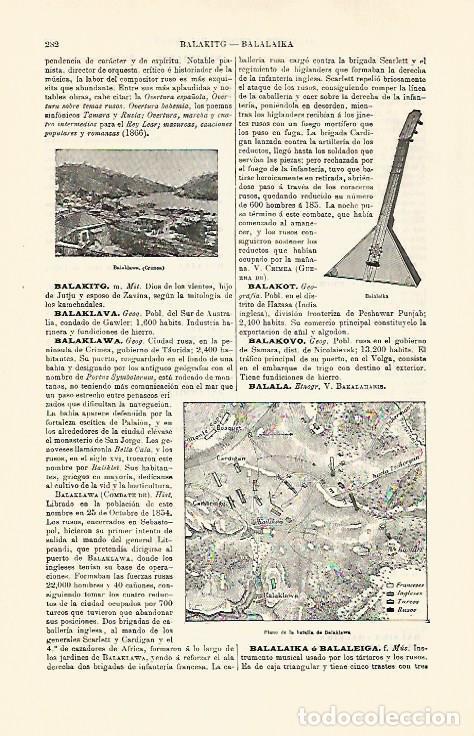 Otros art&iacute;culos de coleccionismo en papel: LAMINA ESPASA 30742: Plano de la Batalla de Balaklawa - Varios